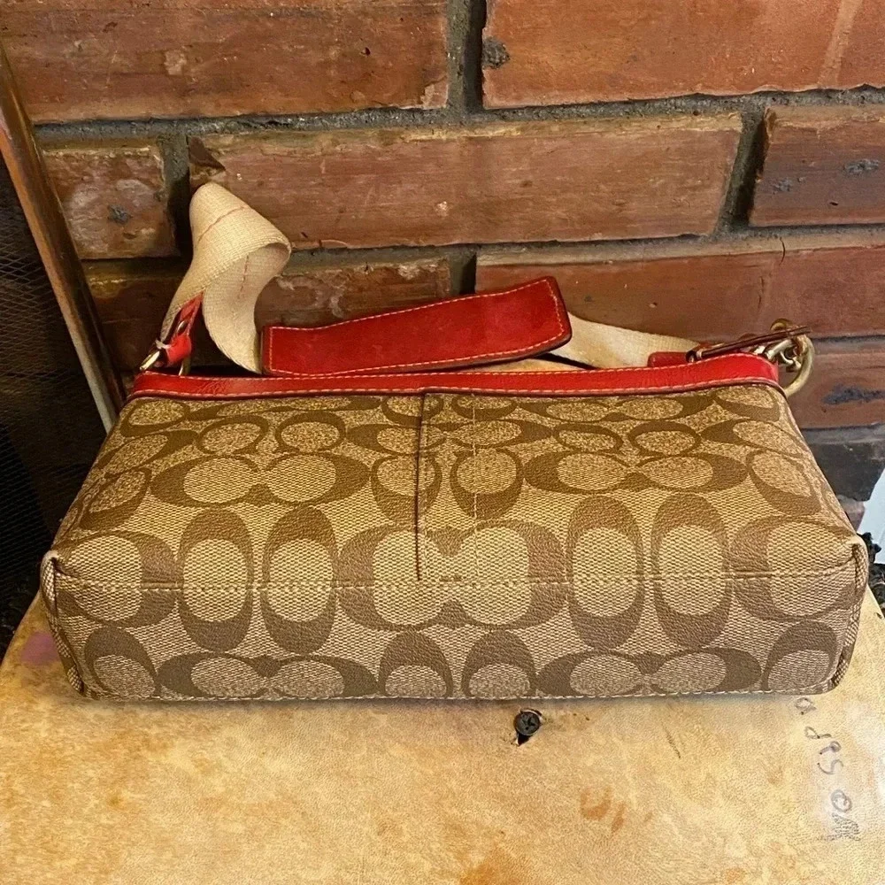 Coach Jacquard Heritage Stripe Leather Demi Bag